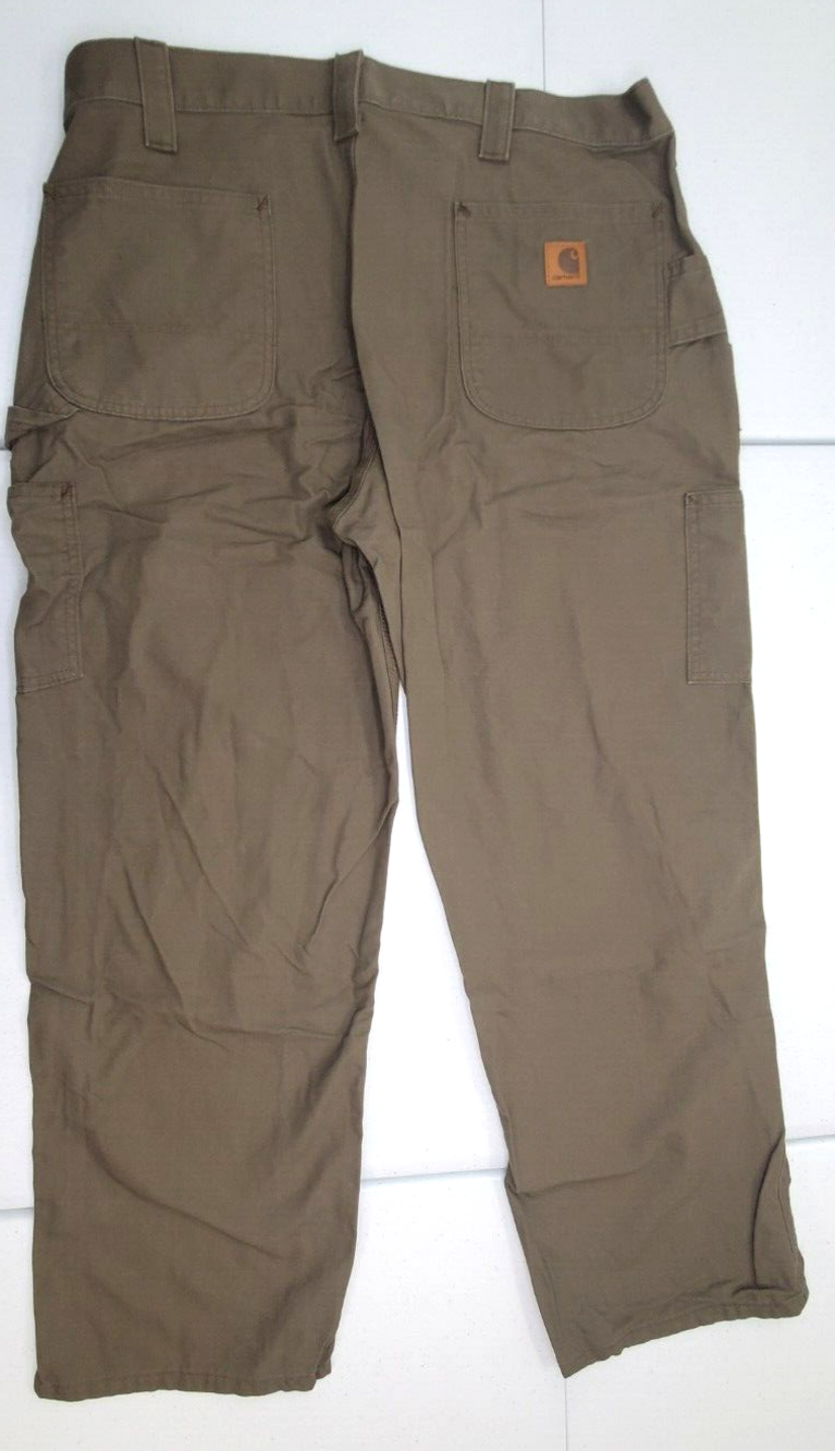 Carhartt Men 40 x 30 Dungaree Fit Carpenter Brown Canvas Jeans Pants Work Cargo
